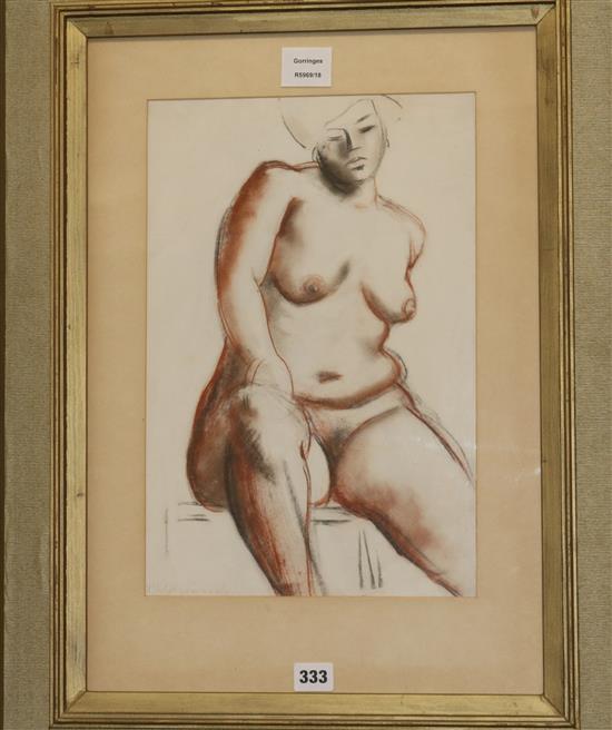 Philip Naizavely?, charcoal and pastel, study of a nude woman 39.5 x 26cm